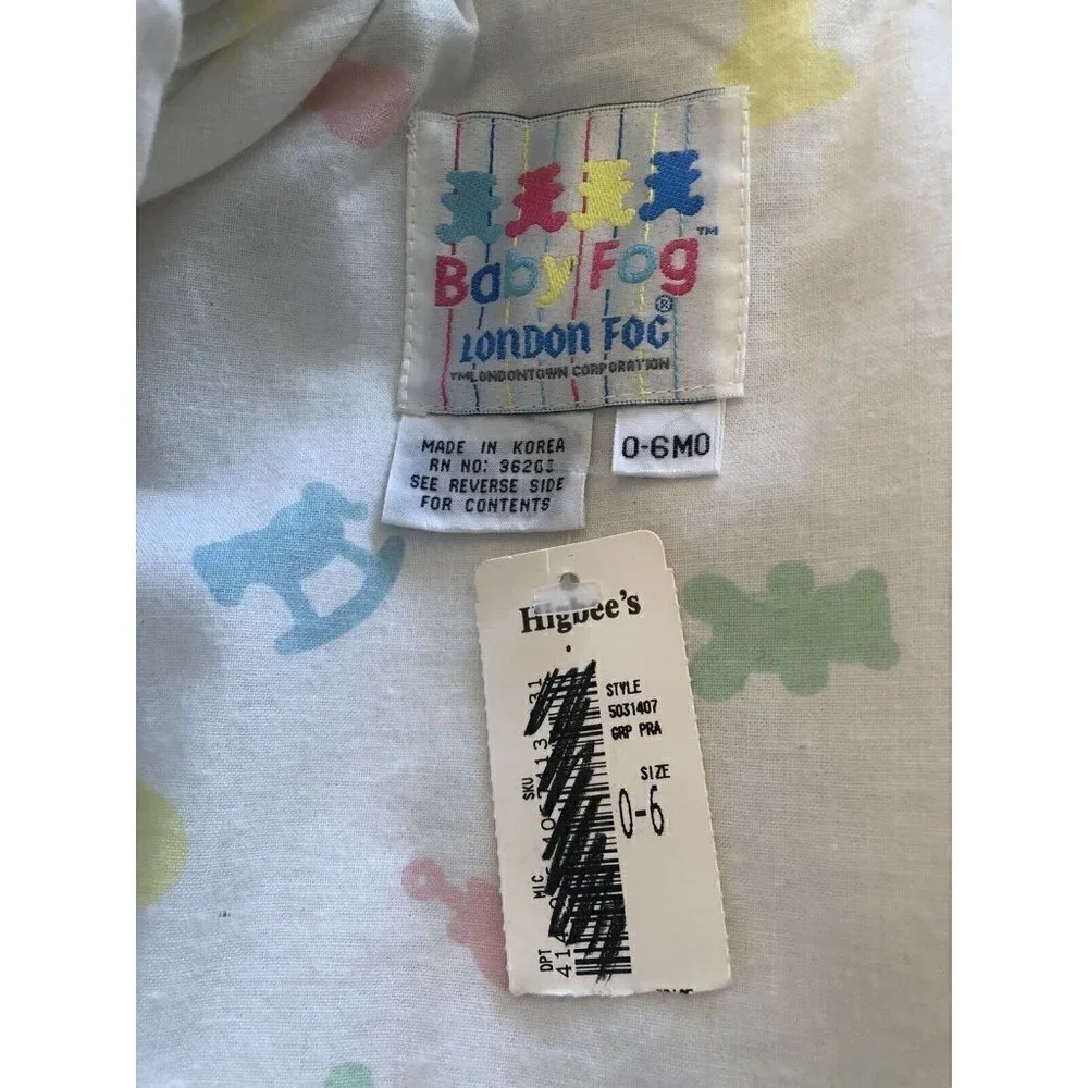 New Old Stock Vintage London Fog Baby Fog Size 0-6M Bunting Snowsuit Appliqued